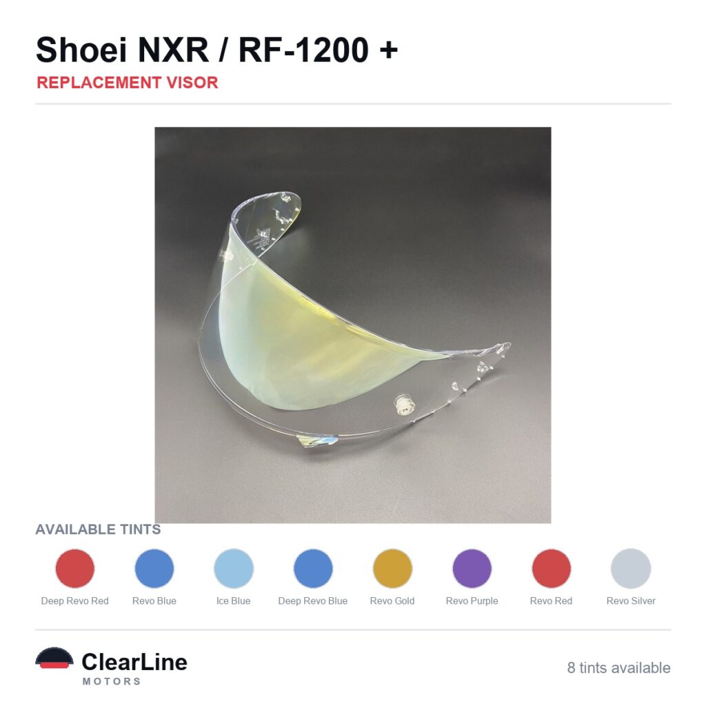 Shoei NXR / RF-1200 / X-14 / X-Spirit & more Replacement Visor — Iridium, Smoke, Clear Tints