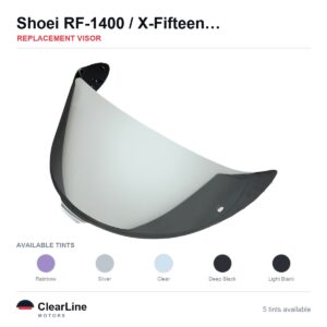 Shoei RF-1400 / X-Fifteen / X-SPR Pro / Z-8 Replacement Visor — Iridium, Smoke, Clear Tints
