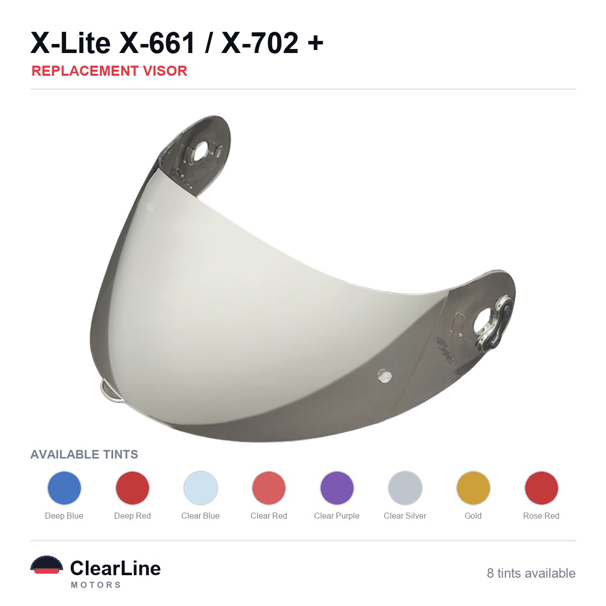 X-Lite X-661 / X-702 / X-802RR / X-803 RS & more Replacement Visor — Iridium, Smoke, Clear Tints